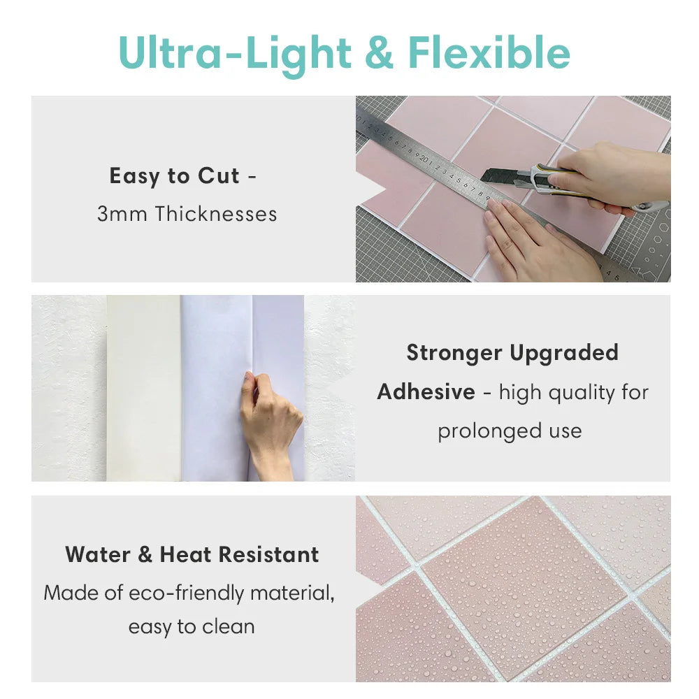 1/10pcs 3D Tile Sticker, Self-adhesive Wall Panel Peel and Stick Tiles, Backsplash for Kitchen Bathroom Wall Sticker